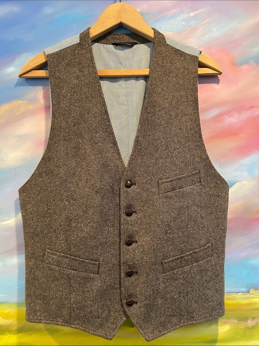 Banana Republic Brown Textured Wool-Blend Men's Vest